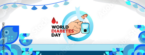World Diabetes Day banner for awareness and concern. Geometric banner for International Diabetes Day.