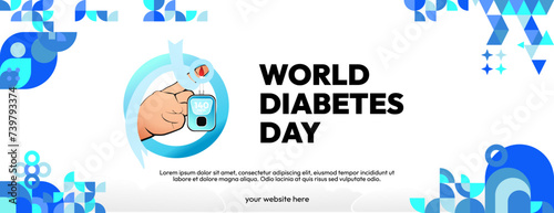 World Diabetes Day banner for awareness and concern. Geometric banner for International Diabetes Day.