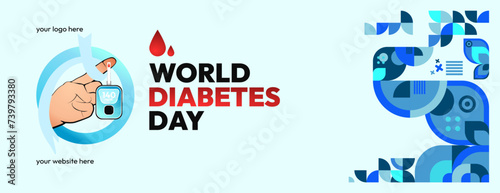 World Diabetes Day banner for awareness and concern. Geometric banner for International Diabetes Day.
