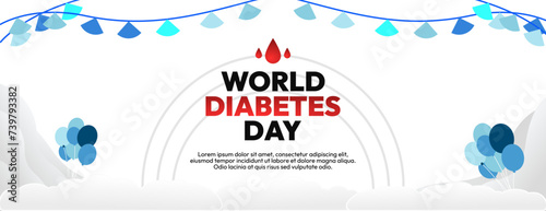 World Diabetes Day banner for awareness and concern. Geometric banner for International Diabetes Day.