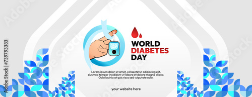 World Diabetes Day banner for awareness and concern. Geometric banner for International Diabetes Day.