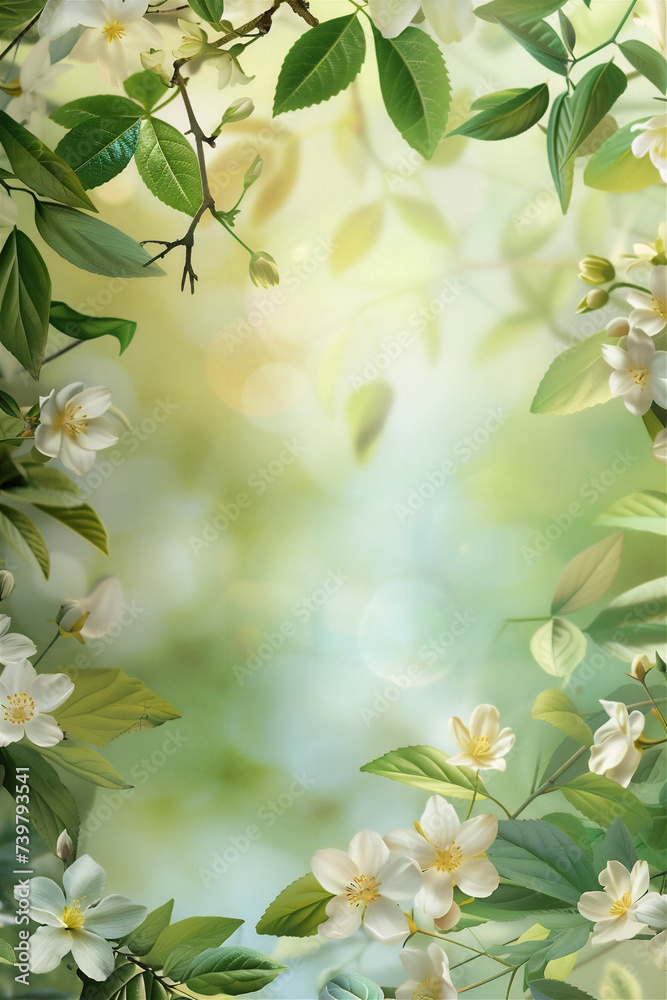 spring background with leaves frame spring background with leaves frame