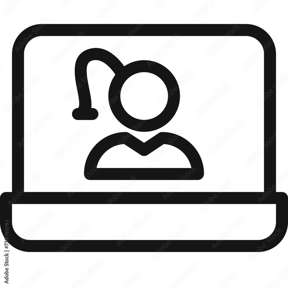 Customer Support Female Video Call Service Icon in Light Style Customer Support Female Video Call Service Icon in Light Style