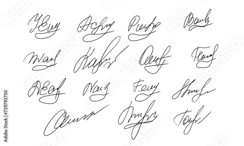 Collection of vector signatures fictitious Autograph.