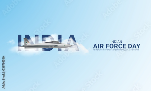 Indian air force day.India Air force creative design for banner, poster 3D Illustration.
