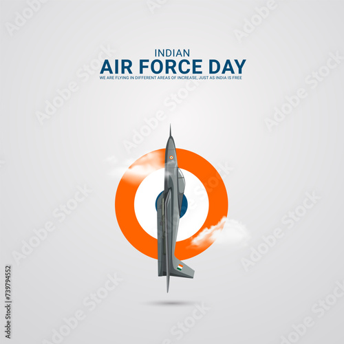 Indian air force day.India Air force creative design for banner, poster 3D Illustration.