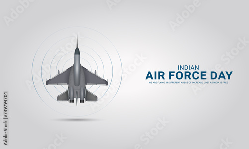 Indian air force day.India Air force creative design for banner, poster 3D Illustration.