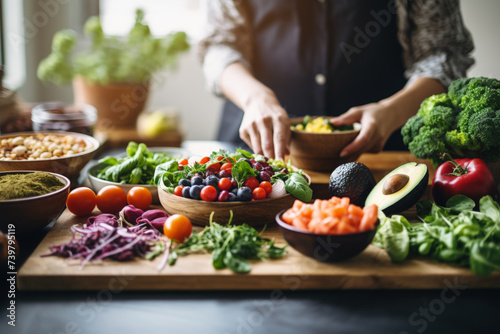 person preparing salad , healthy lifestyle 