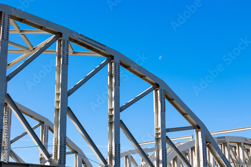 Details of the modern steel railway or railroad bridge. © senerdagasan