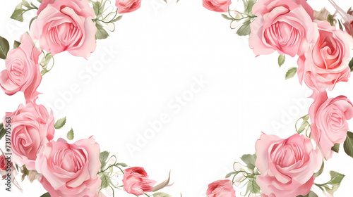 Flower frame with decorative flowers, decorative flower background pattern, floral border background © jiejie