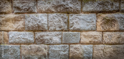 Old wall bricks texture. Selective focus