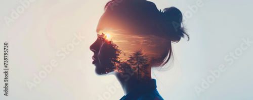 Silhouette of a woman with nature photo