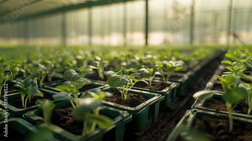 A young plant seedling in the ground. A man plants seedlings during the sowing season. Farming. Concept of natural plants and seeds for health.