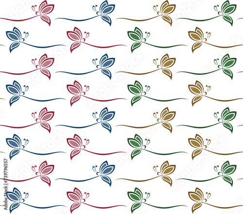 The seamless background with color butterflies.