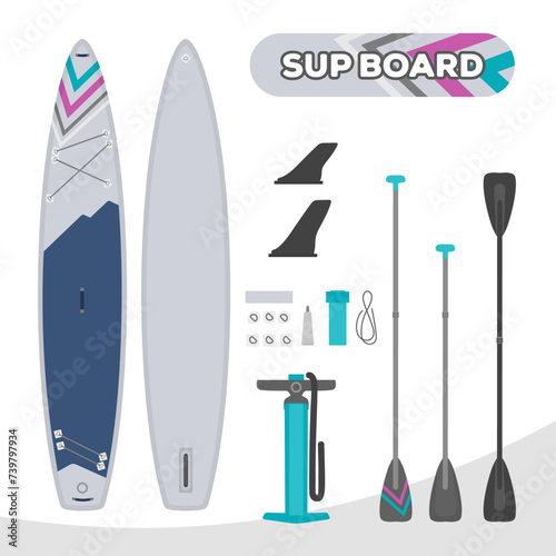 Set of equipment Inflatable standup paddle board