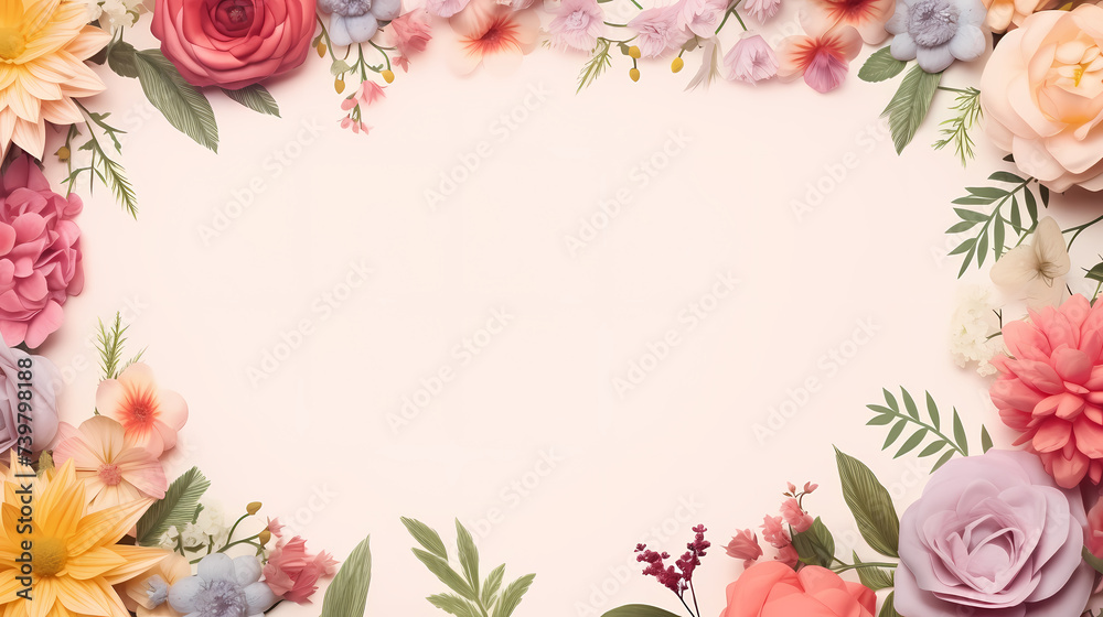 Flower frame with decorative flowers, decorative flower background pattern, floral border background Flower frame with decorative flowers, decorative flower background pattern, floral border background