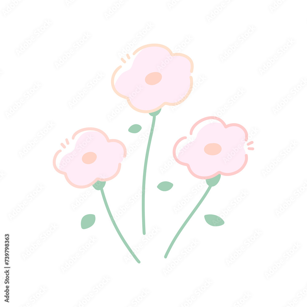 Naklejka premium シンプルでラフなピンクの花束⭐︎PNG