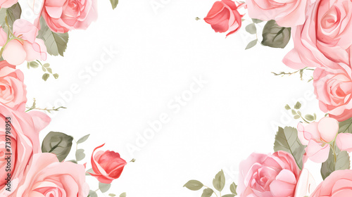 Flower frame with decorative flowers, decorative flower background pattern, floral border background