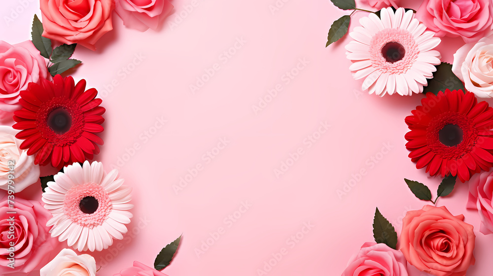 Flower frame with decorative flowers, decorative flower background pattern, floral border background Flower frame with decorative flowers, decorative flower background pattern, floral border background
