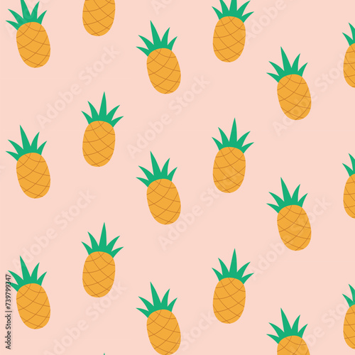 Vector pineapple pattern, tropical pattern, cartoon pattern