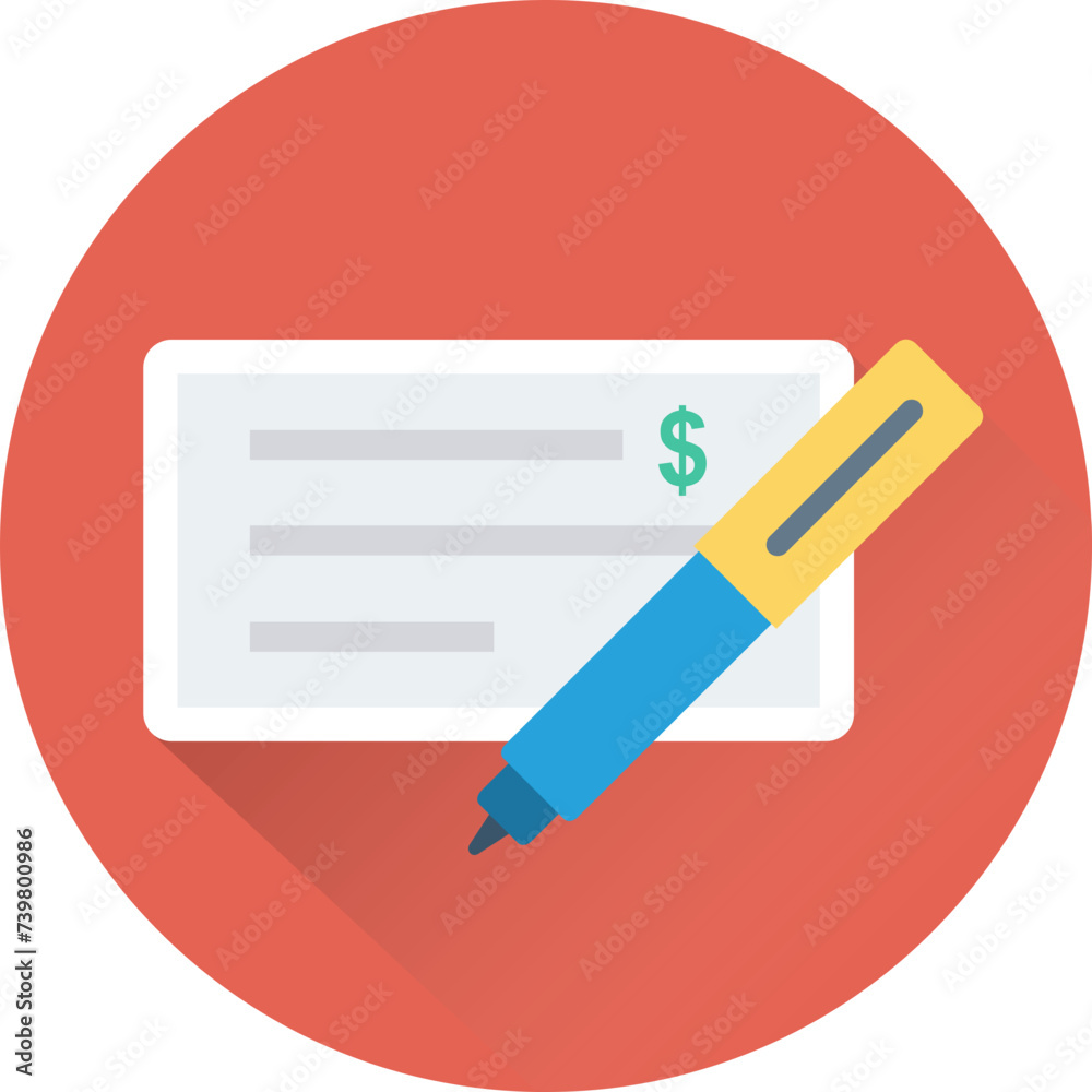 Icon of cheque signature flat vector Icon of cheque signature flat vector