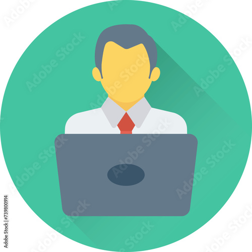 Flat round icon of public speaker 