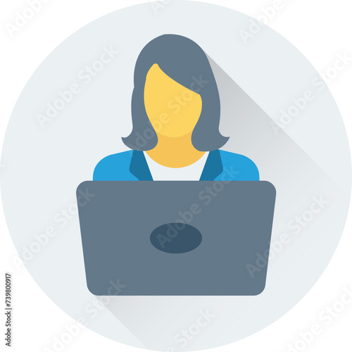 Flat round icon of public speaker  