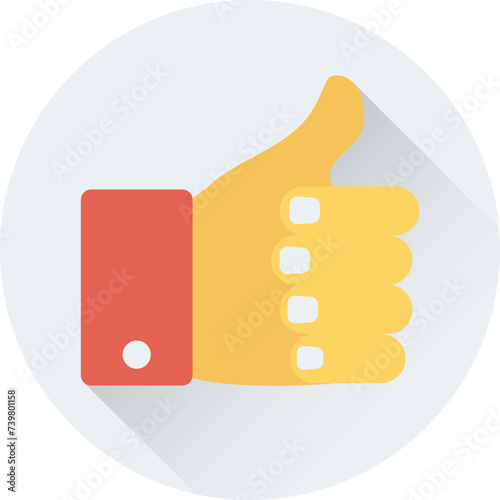 An icon of thumbs up flat round design 