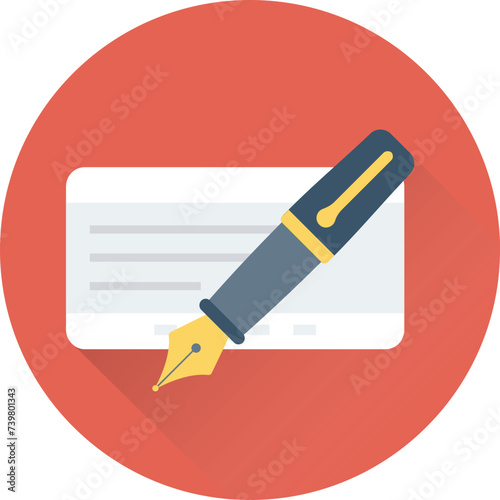 A cheque signature flat round icon