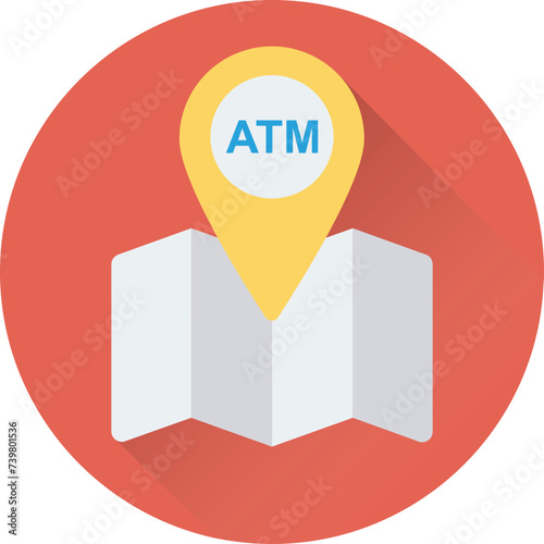 An atm locator flat round icon