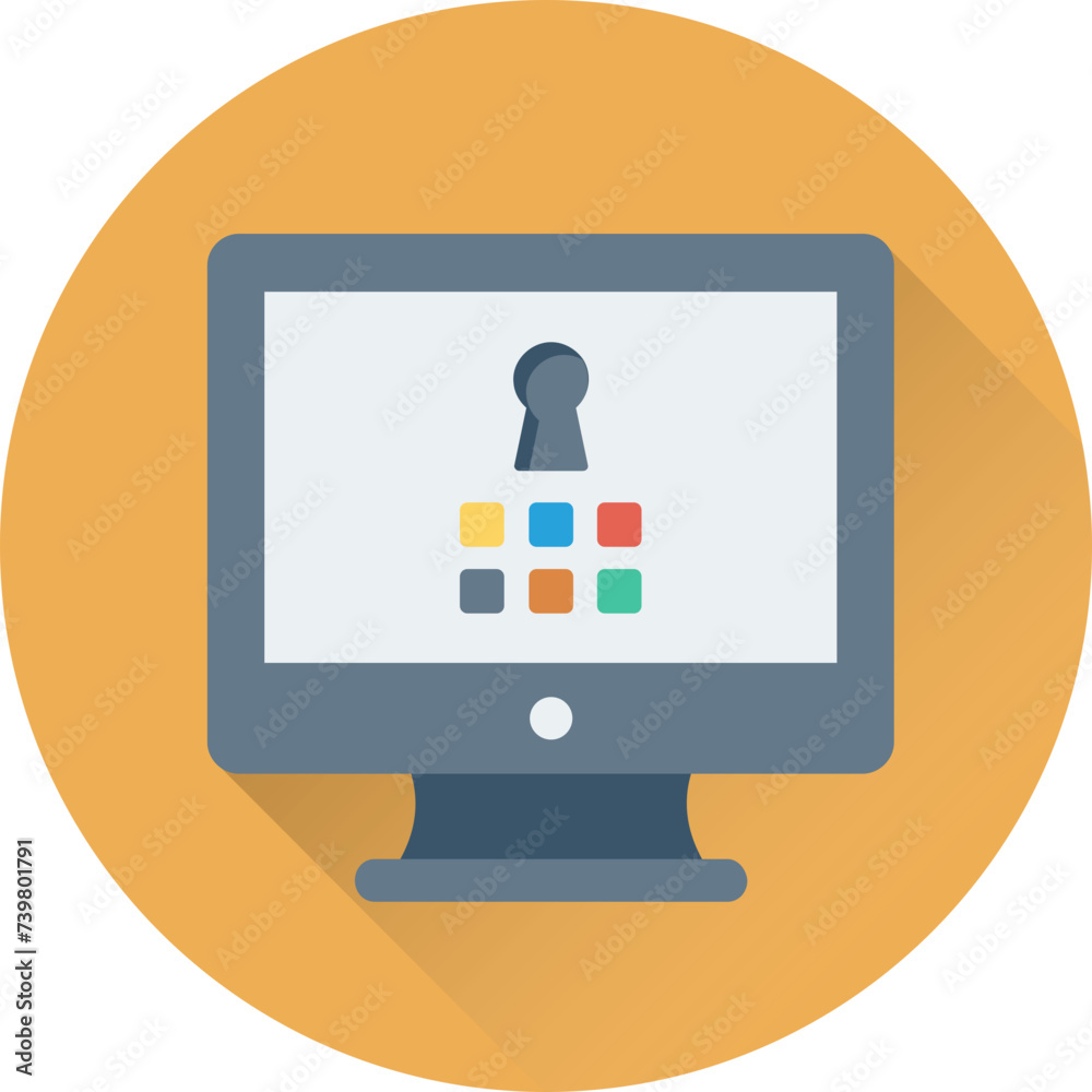 Flat round icon of access Flat round icon of access