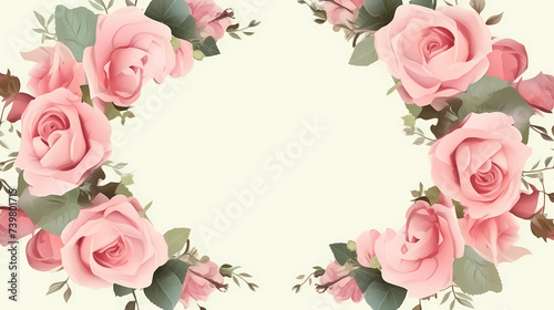Empty flower frame with copy space for design of greeting card or invitation © jiejie