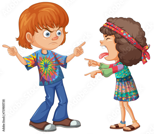 Two cartoon kids engaged in a heated argument