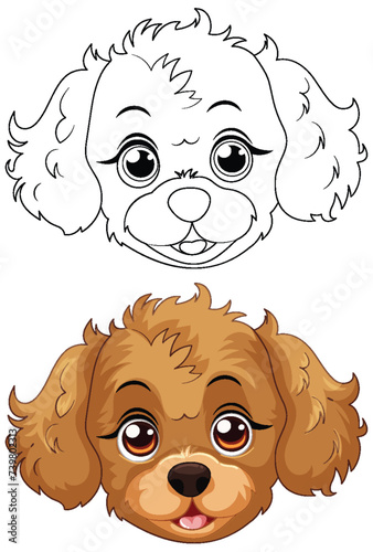 Vector illustration of two adorable puppy faces.