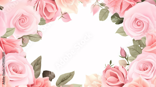 Empty flower frame with copy space for design of greeting card or invitation