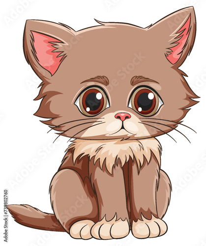 Cute wide-eyed kitten sitting adorably