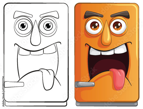 Two cartoon characters expressing playful emotions.