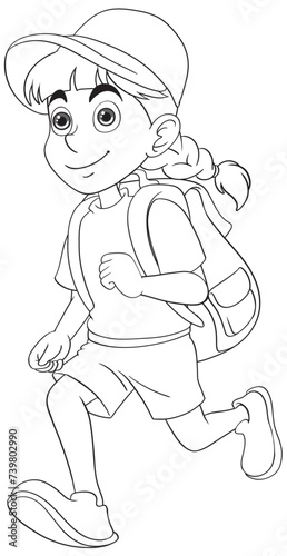 Vector illustration of a boy running with a backpack.