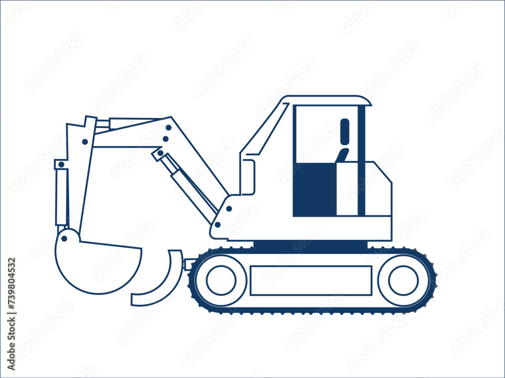 ショベルカー シンプルなデフォルメされた可愛い自動車のアイコン、イラスト、ピクトグラム ショベルカー シンプルなデフォルメされた可愛い自動車のアイコン、イラスト、ピクトグラム