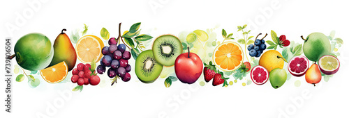 Assorted Fruits on a White Background