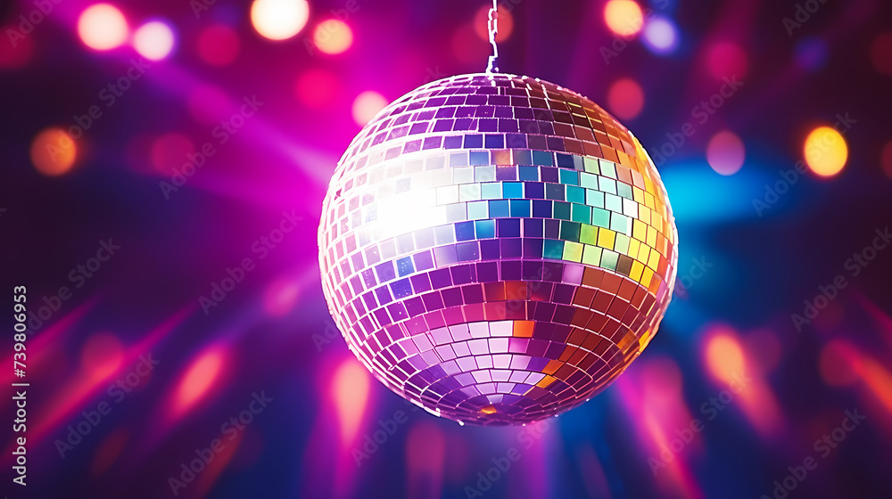Obraz premium Disco ball illustration, multicolor music background