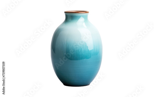 A blue vase sits on top of a white table, creating a striking contrast between the vibrant vase and the clean table surface. on a White or Clear Surface PNG Transparent Background.