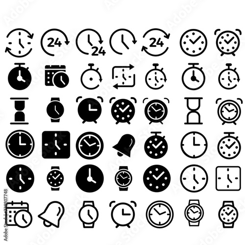 Time icon vector set. clock illustration sign collection. watch symbol.
