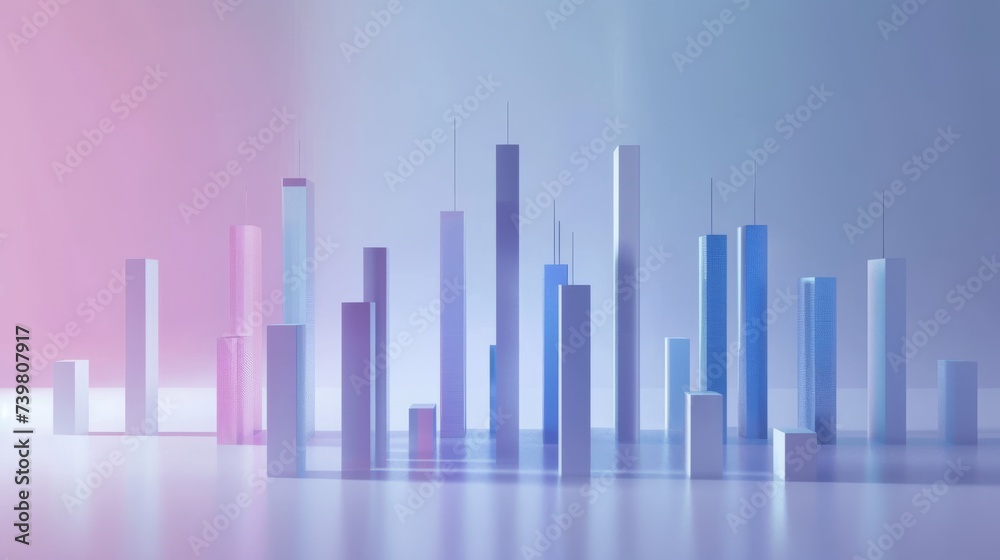 Interactive 3D bar graph displaying quarterly sales, with a futuristic touch for a strategic business presentation Interactive 3D bar graph displaying quarterly sales, with a futuristic touch for a strategic business presentation