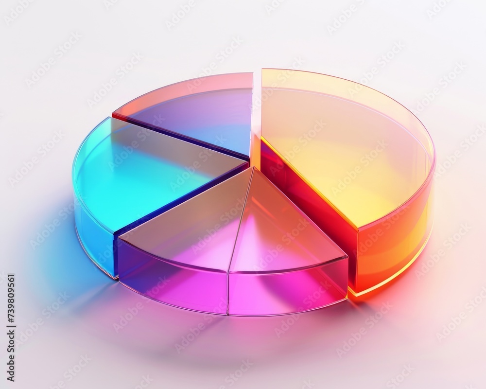 Obraz premium Sleek pie chart with dynamic segments, showcasing market share growth, perfect for financial reports