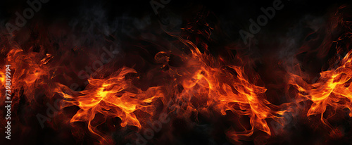 Collection of Fire Flames on a Black Background