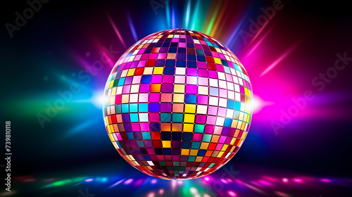 Disco ball illustration, multicolor music background