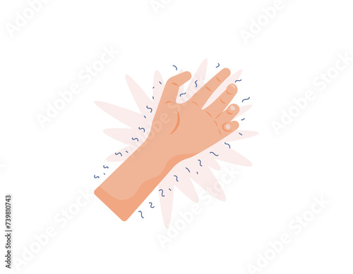 an illustration of tingling hands. hands that feel numb, sore, weak and uncomfortable. tremor or shaking. neuropathy symptoms. health problems. cartoon or flat illustration design. graphic element
