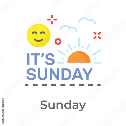 Happy sunday icon design in trendy style, editable vector