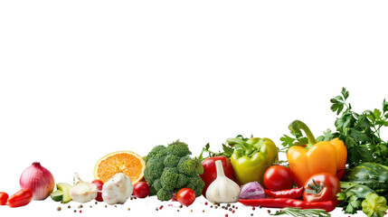 Food photography different fruits and vegetables  isolated on transparent and white background.PNG image